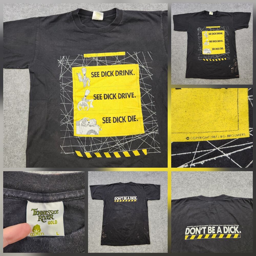 VTG 80s Don't Drink &‎ Drive T Shirt Mens Large Funny Dick Die Single Stitch USA